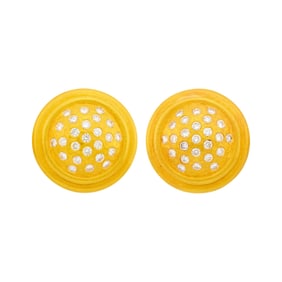 Pair of High Karat Gold and Diamond Dome Earclips