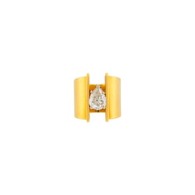 Wide Gold and Diamond Ring