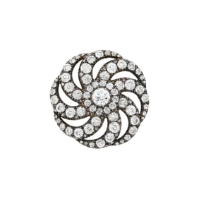 Antique Silver, Low Karat Gold and Diamond Pendant-Brooch
