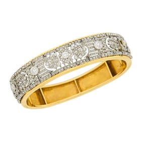 Gold, Platinum and Diamond Bangle Bracelet