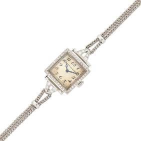 C. H. Meylan Platinum and Diamond Wristwatch, Retailed by Tiffany & Co.