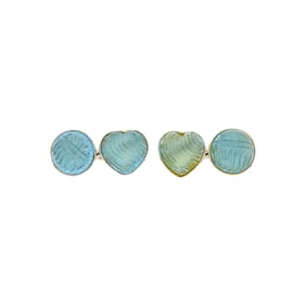 Seaman Schepps Pair of White Gold and Carved Aquamarine Cufflinks