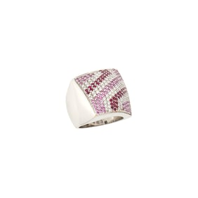 Piero Milano White Gold, Diamond, Pink Sapphire and Ruby Ring