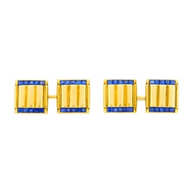 Pair of Gold and Sapphire Cufflinks
