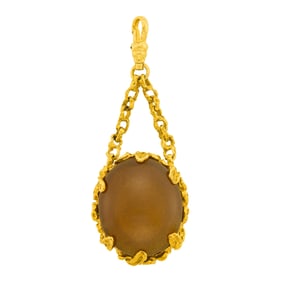 Attributed to Arthur King Gold and Brown Chalcedony Pendant