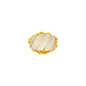 Arthur King Gold and Carved Frosted Rock Crystal Ring