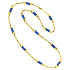 Gold and Lapis Bead Necklace