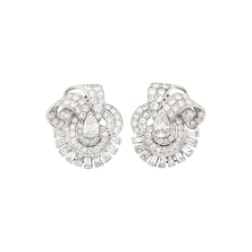 Pair of Platinum and Diamond Earrings