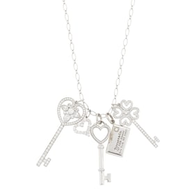 Tiffany & Co. Platinum, White Gold, Silver and Diamond Charm Necklace