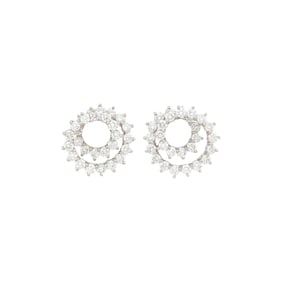 Tiffany & Co. Pair of Platinum and Diamond 'Swirl' Earclips