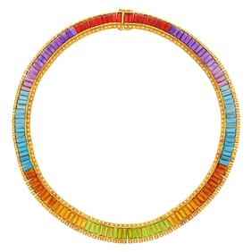 Gold, Colored Stone and Diamond Necklace