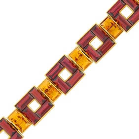 Gold, Garnet and Citrine Bracelet