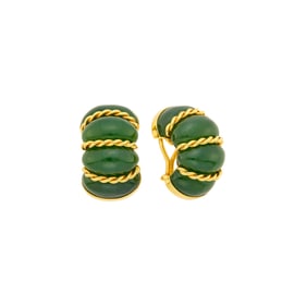 Seaman Schepps Pair of Gold and Nephrite 'Shrimp' Earclips