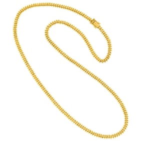 Long Granulated Gold Chain Necklace