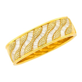 Gold and Diamond Bangle Bracelet