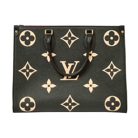 Louis Vuitton Black and Cream Leather 'OnTheGo' Bag