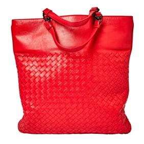 Bottega Veneta Woven Red Leather Tote Bag