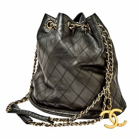 Chanel Black Quilted Leather Bucket Bag