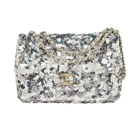 Chanel Silver Sequin Flap Bag