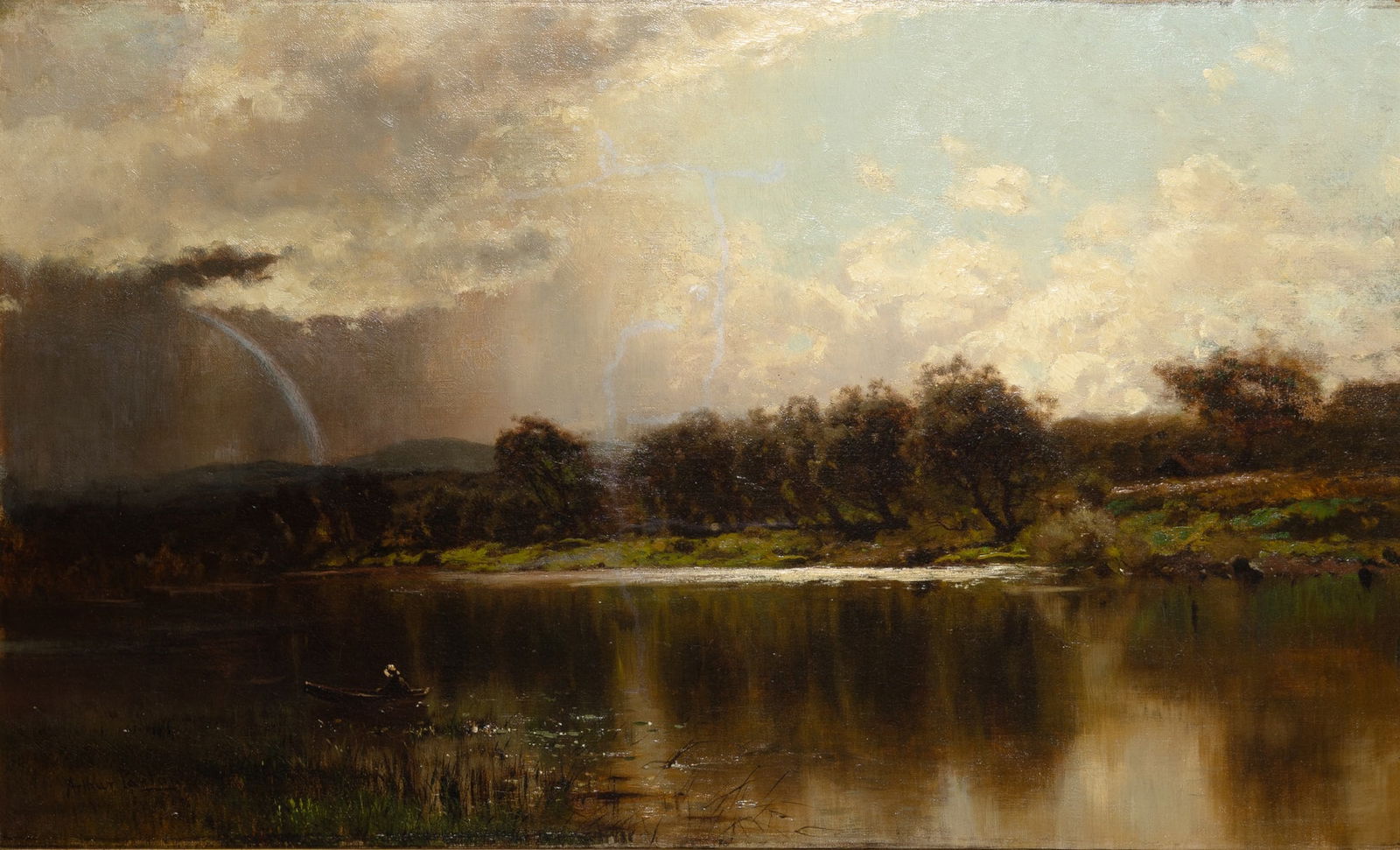 Arthur Parton: American, 1842-1914The Passing StormSigned Arthur Parton (ll)Oil on canvas18 x 30 1/4 inches (45.7 x 76.8 cm) (Framed 28 x 39 1/2 inches)