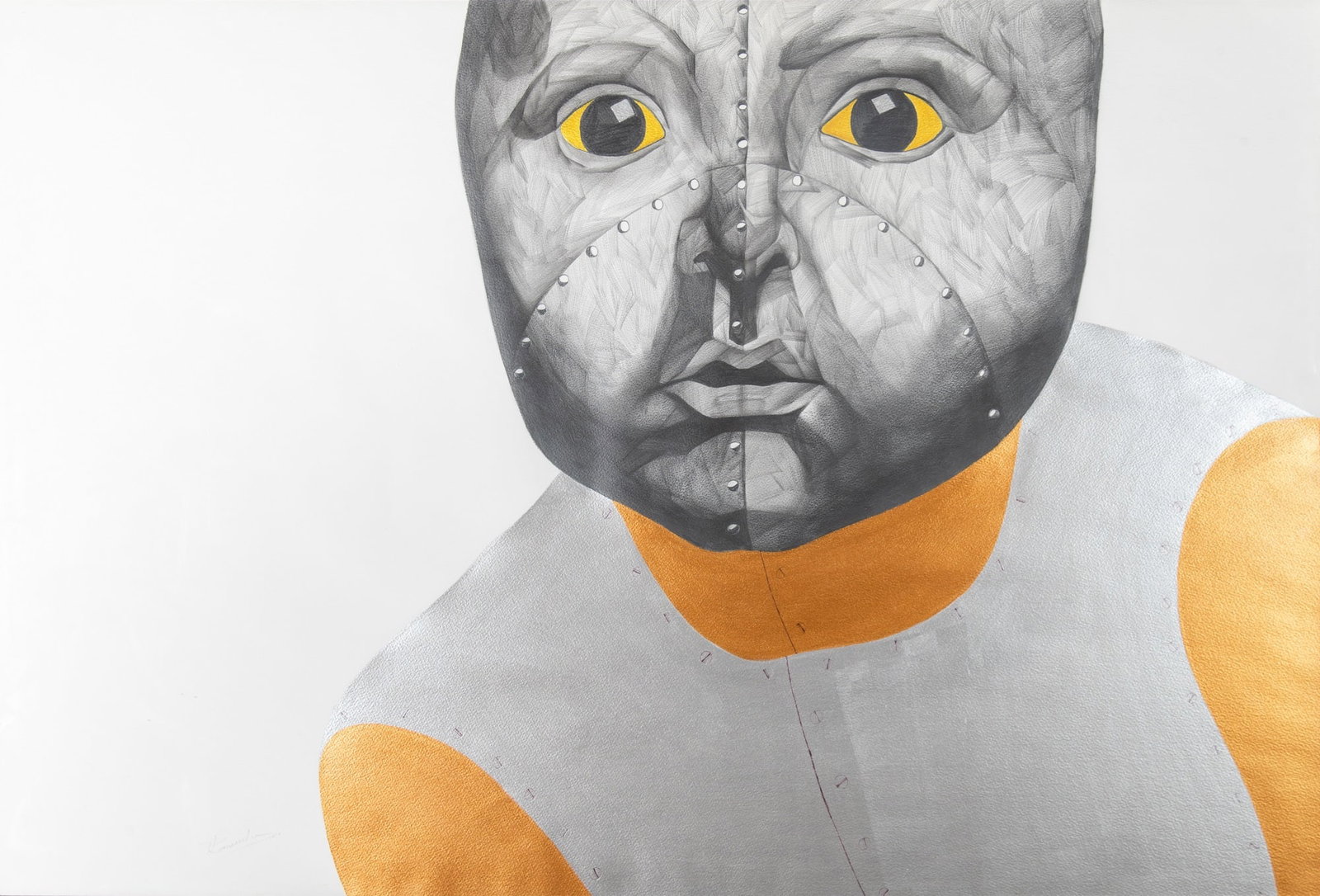 Phaneendra Nath Chaturvedi: Indian, b. 1981 The Baby with the Golden Eyes Signed Phaneendra and dated 2010 </