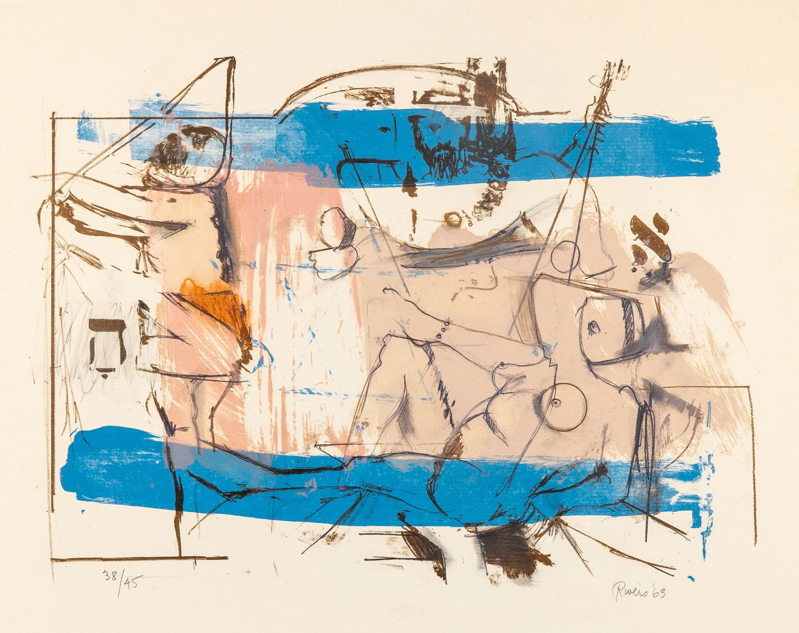 Larry Rivers (1923-2002): PURIMColor lithograph, 1963, on laid paper, signed and numbered 38/45 in pencil, printed and published by Universal Limited Art Editions (ULAE), West Islip, New York, with full margins, unframed.Image