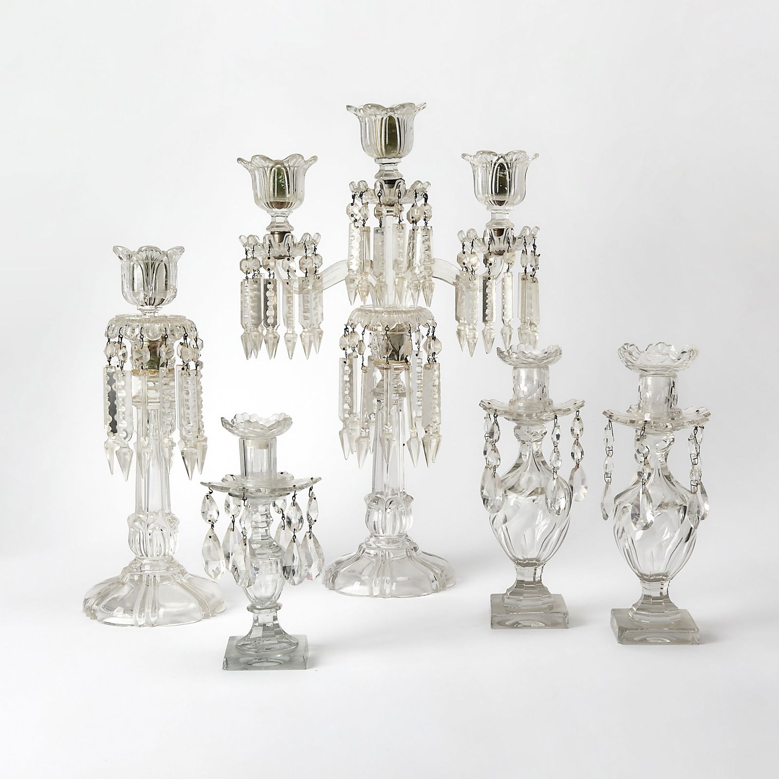 Group of Cut and Molded Glass Candle Holders (1 of 5)