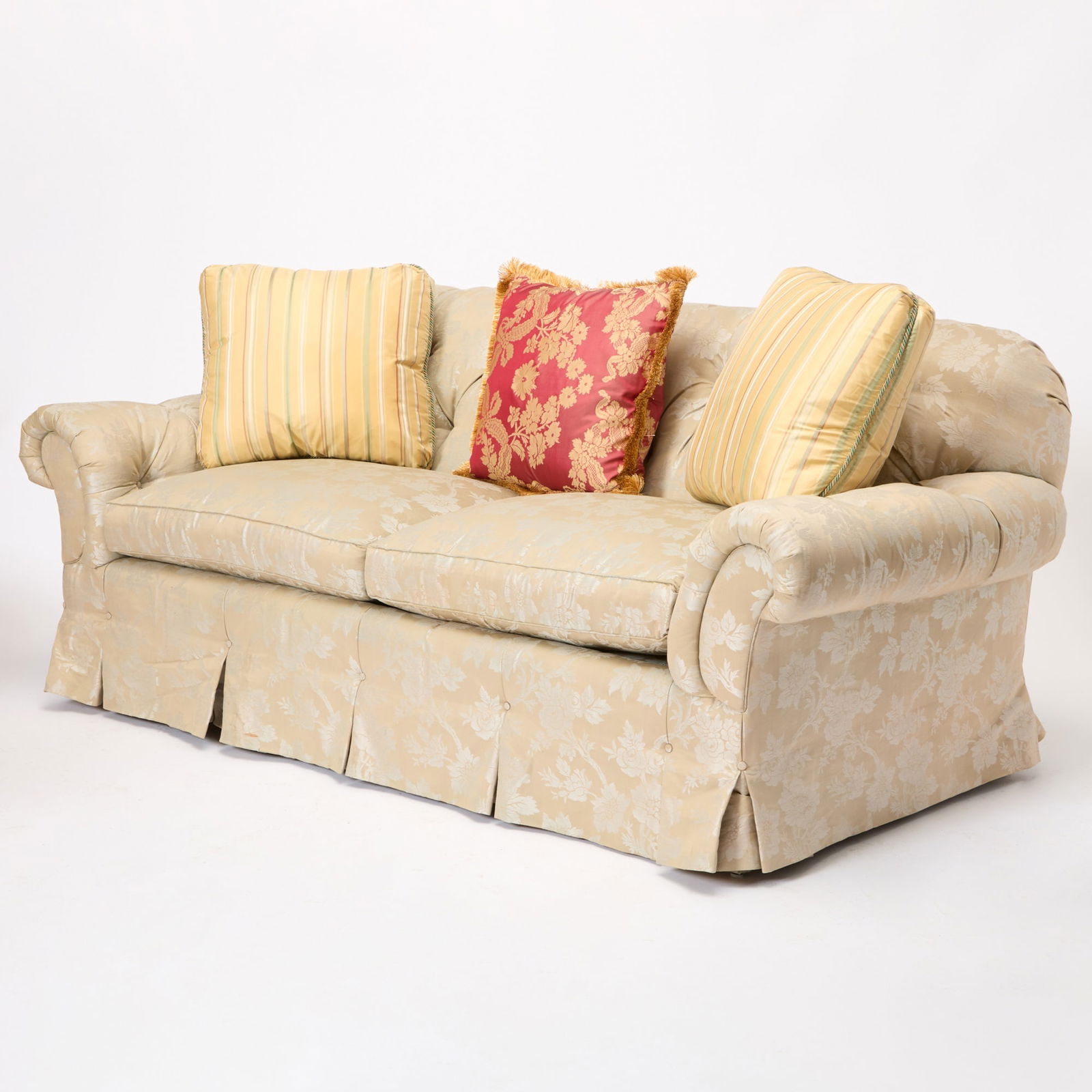 Silk Upholstered Tufted Sofa (1 of 6)