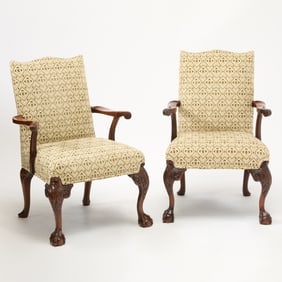 Pair of Chippendale Style Gainsborough Armchairs