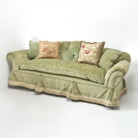 Upholstered Fringed Sofa