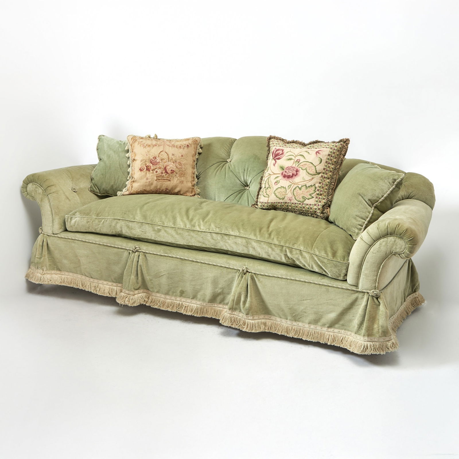 Upholstered Fringed Sofa (1 of 3)