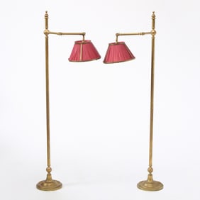 Pair of Adjustable Brass Floor Lamps
