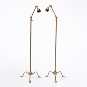 Pair of Brass Telescopic Floor Lamps