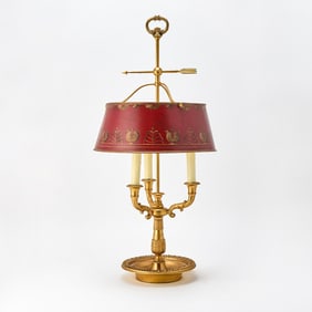 Neoclassical Style Gilt-Brass Three-Light Bouillotte Lamp
