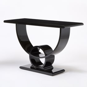 Art Deco Style Black Lacquered Console