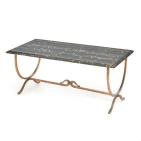 Black Marble and Gilt Iron Low Table