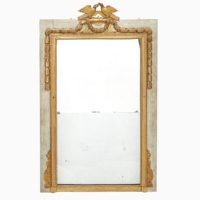 Neoclassical Gilt and Gray Painted Mirror