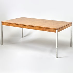 Custom Chromed Steel and Burlwood Desk