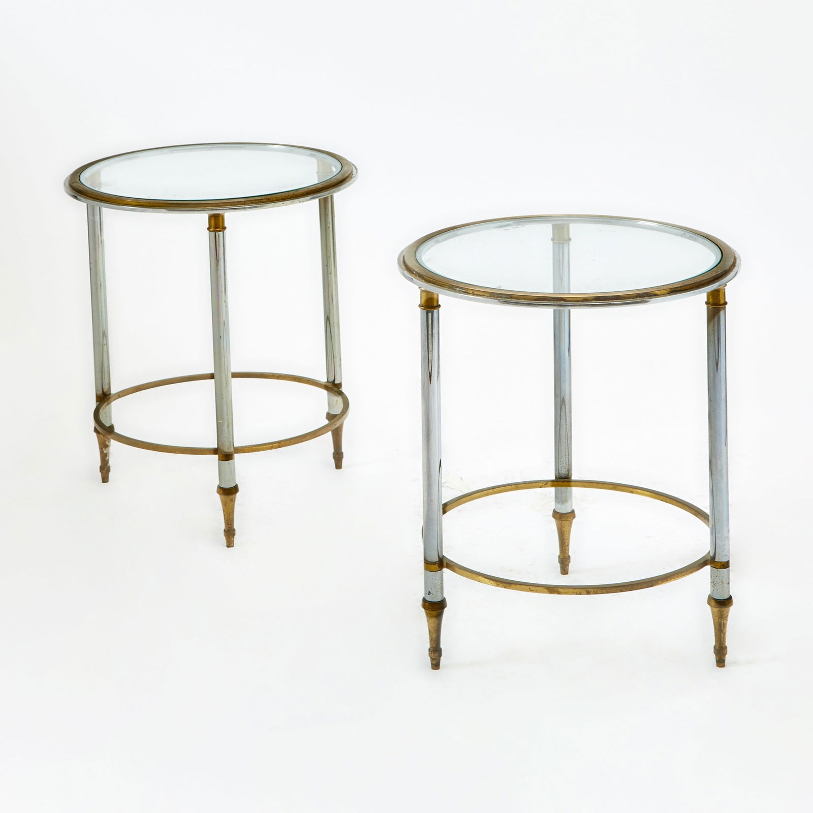 Pair of Maison Jansen Style Glass and Steel Side Tables (1 of 2)