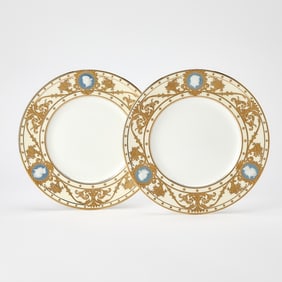 Pair of Minton Pate-sur-Pate Porcelain Plates