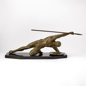 Art Deco Style Patinated Bronze Figure of a Gladiator After Desire Grisard