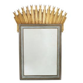 North European Painted and Parcel Gilt Mirror