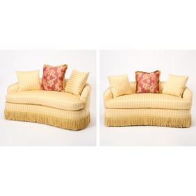 Pair of Curved Upholstered Sofas