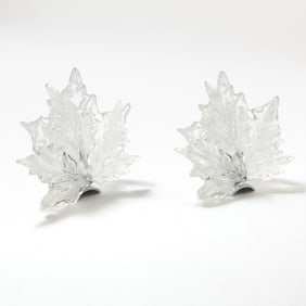 Assembled Pair of Lalique Molded Glass Champs Elysées Single-Light Wall Sconces Second half