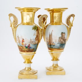 Pair of Paris Porcelain Garniture Vases