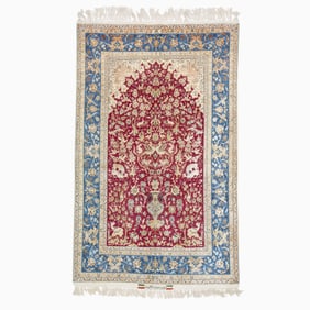 Silk & Wool Isfahan Prayer Rug