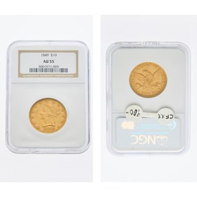 United States 1849 Liberty Head Eagle - NGC AU-55