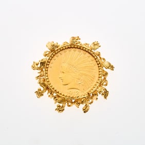 United States 1912 Indian Head Eagle in Gold Mount