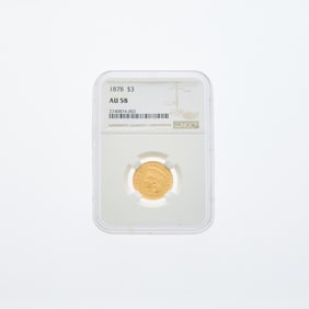United States 1878 Three-Dollar Gold Piece - NGC AU-58