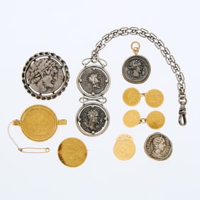 Group of Gold & Silver Coin Jewelry